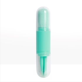 Mini Eye Skin Tone Retractable Portable Four In One Makeup Brush Beauty Tool (Option: Blue green-OPP)