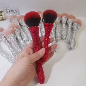 Diamond-encrusted Mini Small Waist Makeup Brush Single Beauty Tool (Option: Red-Large)