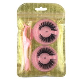 False Eyelashes Mink Hair Natural Bushy Round Set Beauty Tools (Option: Pink-108round)