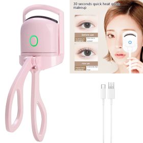 Eyelash Curler Portable Electric Heated Comb Eye Lash Perm Long Lasting Eyelashes Curls Thermal Eyelash Curler Makeup Tools (Color: PINK)