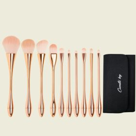 Small Waist Makeup Brush Set Soft Hair Loose Powder Makeup Tool (Option: Rose Red-And Black Brush Bucket)